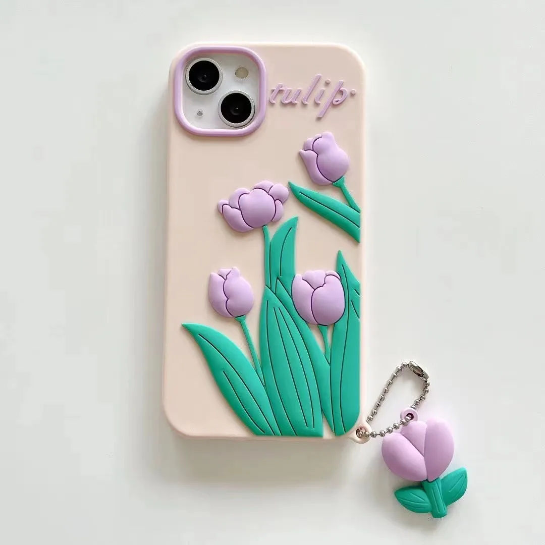 Beautiful Flower Silicone Soft Phone Case for iPhone 13 11 12 Pro Max Pink Cartoon Rubber Cover Iphone XR X XS MAX Funda |