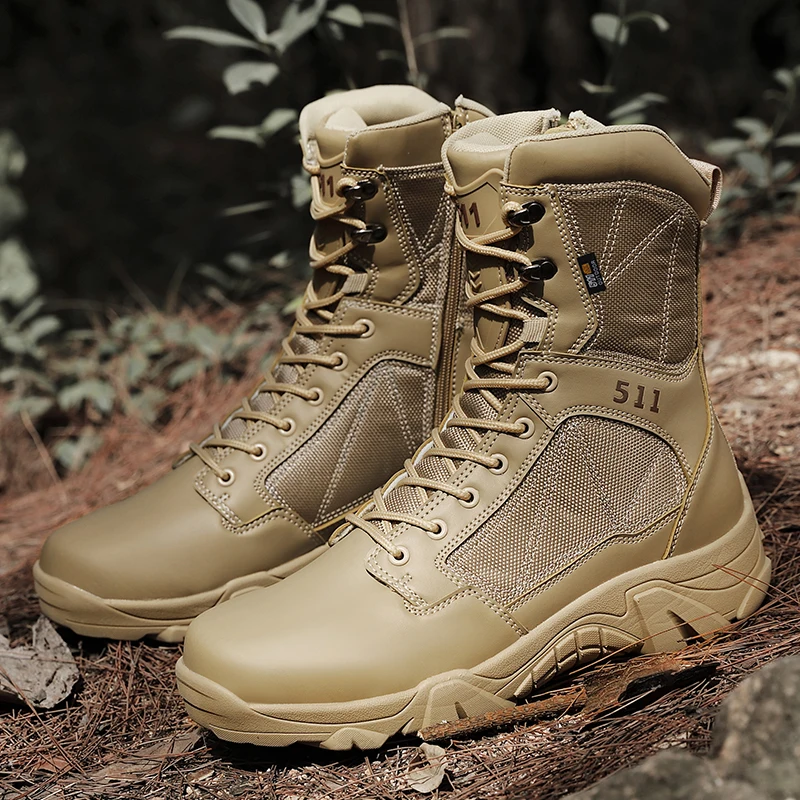 

Large Size Desert Outdoor High Quality Military Boots Men Tactical Boots Men Hot Sale High Top Non-slip Men's Hiking Shoes Botas