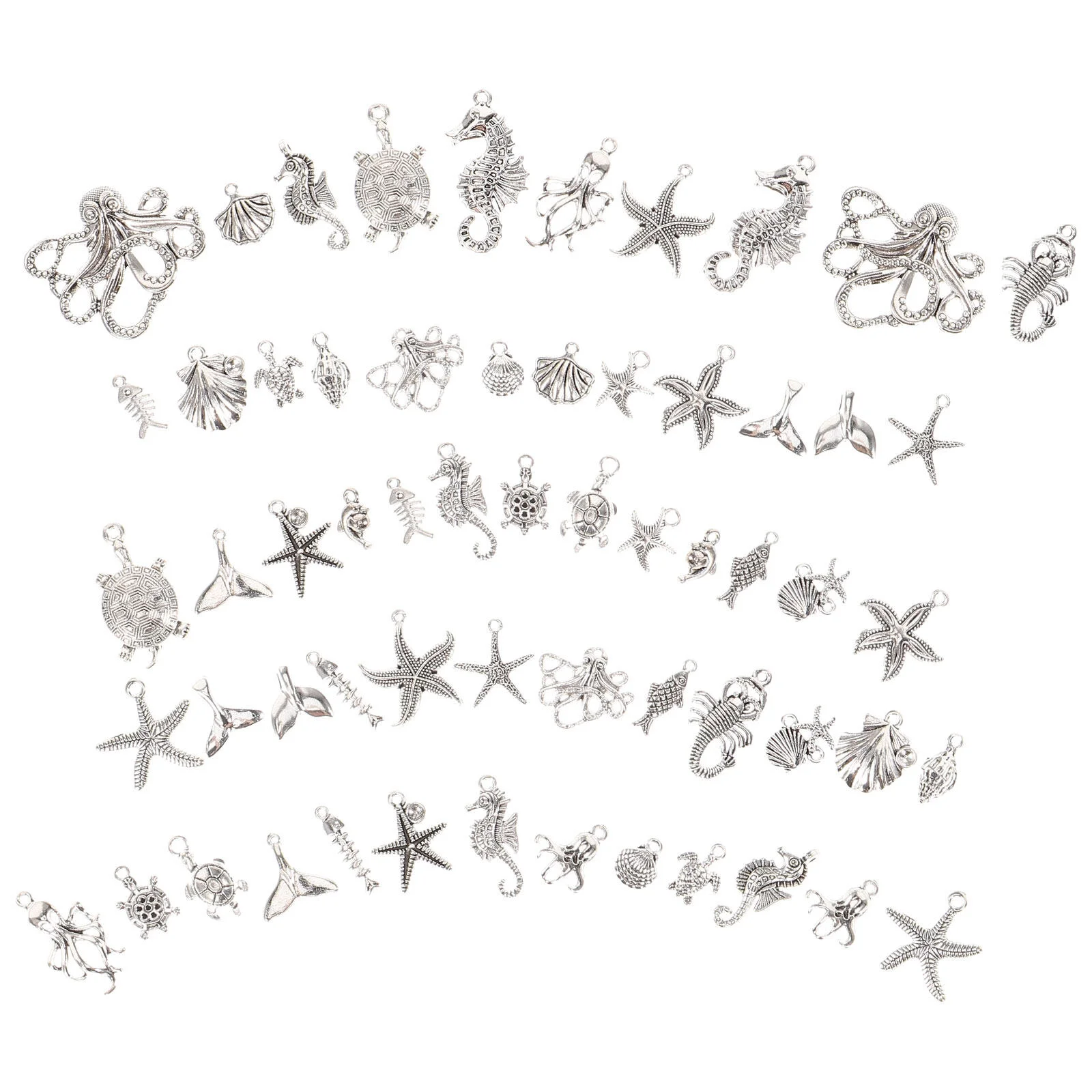 56 Pcs Tibet Crafts Earring Charm Making Seahorse Earrings DIY Necklace Shell Jewelry Charms Cute Pendant