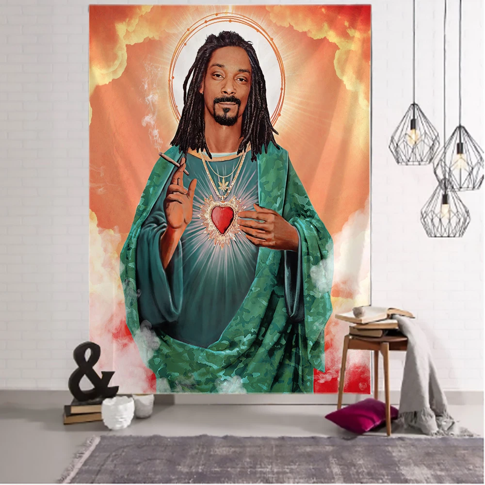 

Rapper Snoop Dogg Tapestry Jesus Tapestry Wall Hanging Mystical Psychedelic Boho Aesthetic Room Hippie Bedroom Background Decor
