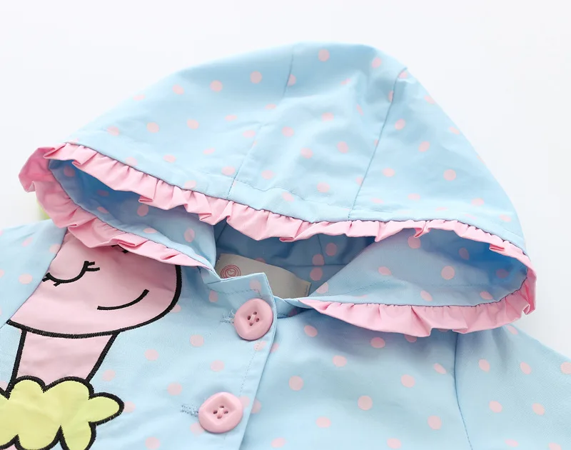 Freely Move Spring Autumn Korean Baby Toddler Girls Trench Coats Infant Long Sleeve Hooded Casual Cartoon Children Jackets