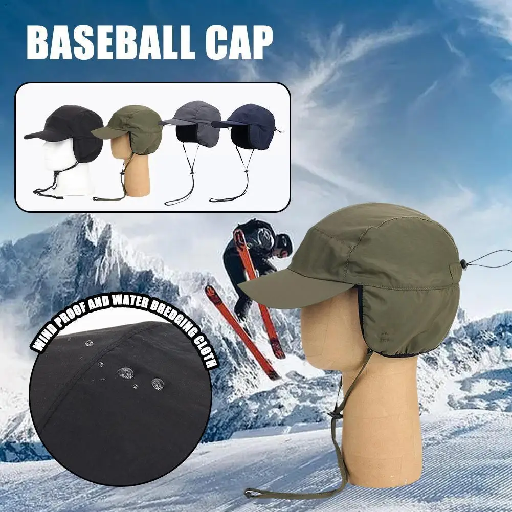 

Men's Winter Hats Lightweight Waterproof Adjustable Warm Fleece Lined Earflaps Baseball Cap For Snow Skiing Cap C5O7