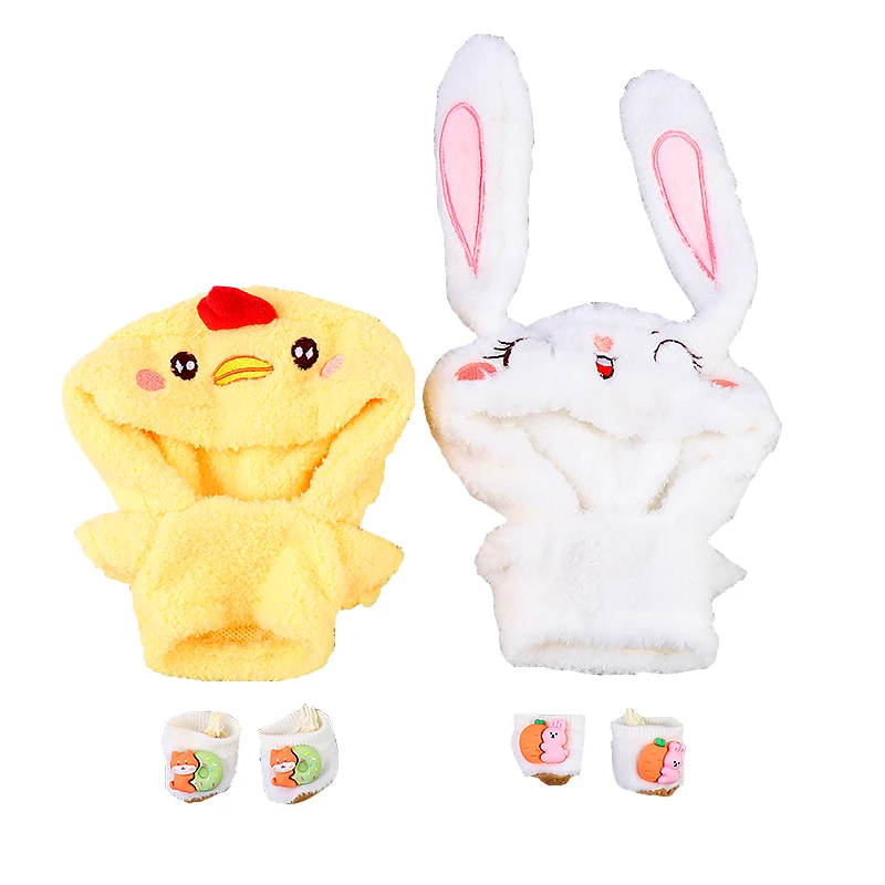 

Одежда для куклы из мультфильма, толстовки с мини-животными, штаны на подтяжках, плюшевая обувь, 20 см/14 дюймов, мягкие Аксессуары для кукол из...