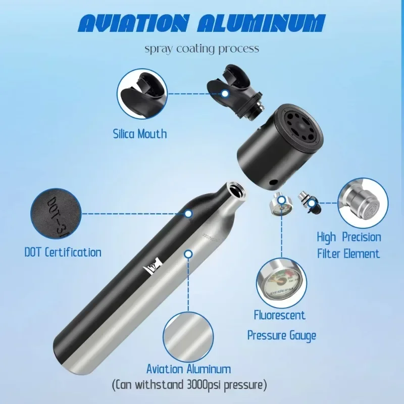 Резервуар для легких л резервуар подводного плавания Trimix Sub-Mask модный легкий