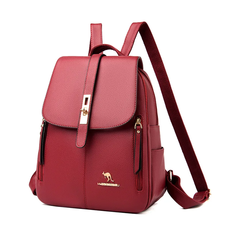 High Quality Leather Female Backpack Women Large Capacity Purses Vintage Bag School Bags Travel Bagpack Ladies Bookbag Rucksack