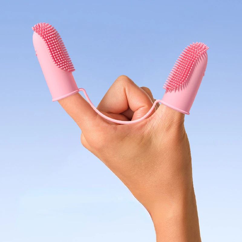 

New Dog Toothbrush Double Fingers Pet Supplies Teeth Cleaning Finger Sleeves Oral Cleaning Tools Puppy Accessories Useful Gadget