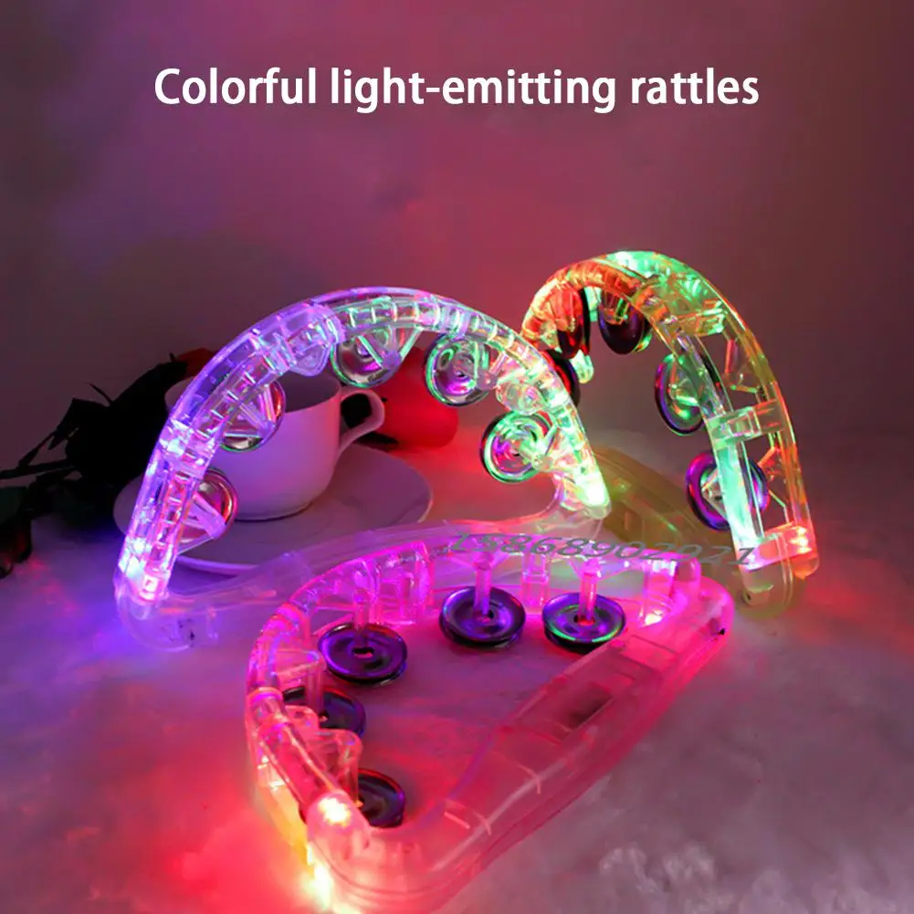

LED Tambourine Clear Light Up Sensory Toy Flashing Tambourine Musical Instrument Festivals Birthday Party wholesale new
