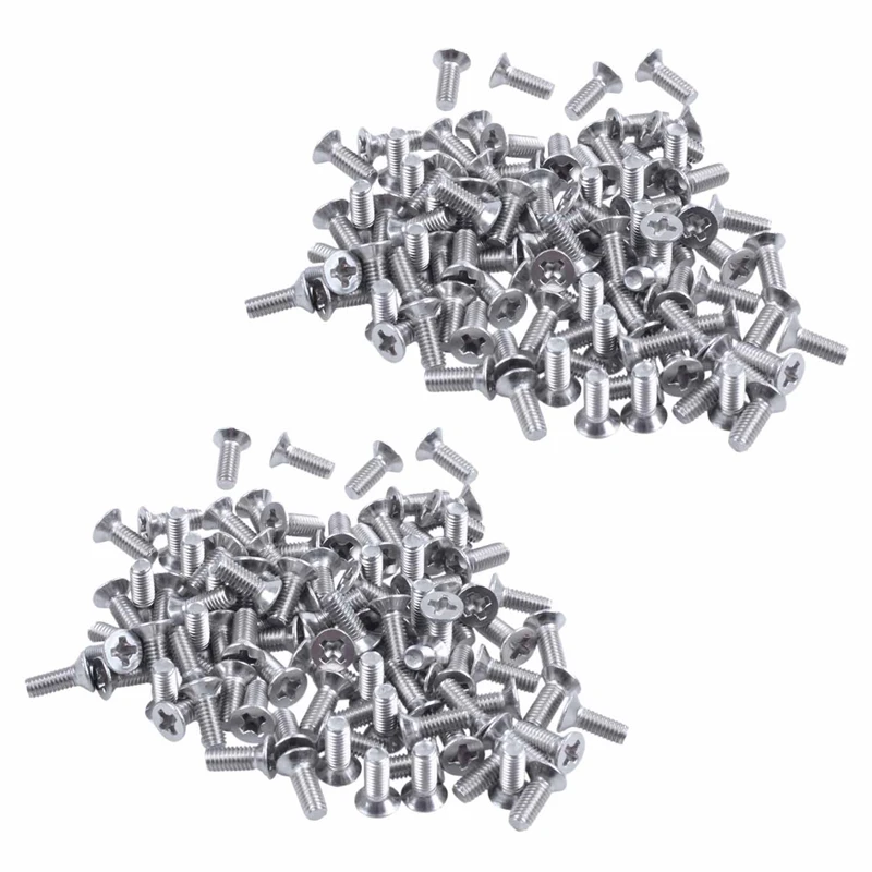 

Hot 200Pcs M3x8mm Thread Phillips Flat Head Countersunk Bolts Screws
