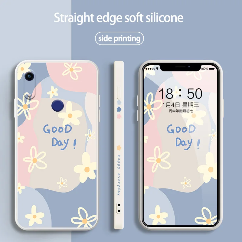 

Flower Phone Case For Huawei Y6 2019 Y7A Y7P Y8P Y9 Prime Y9S Nova 3i 5T 7 8 SE P Smart Z 2021 Liquid Soft Silicone Square Cover