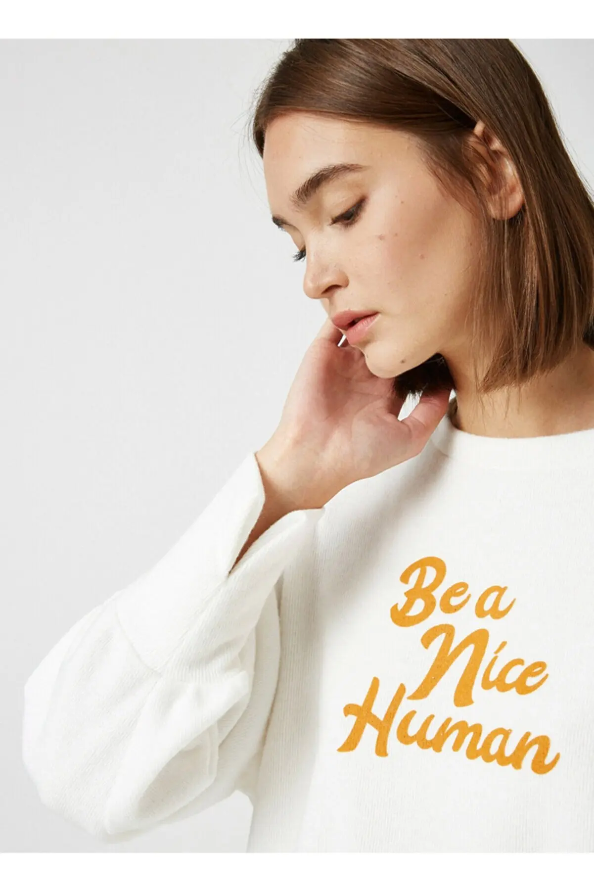 

Cycling collar text printed white sweatshirt female clothing women clothes sweatshirts hoodies for women 54583292