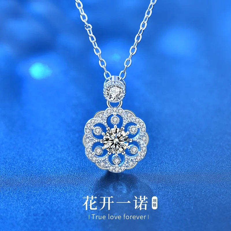 Фото XMA008 Lefei модное роскошное классическое муассанитовое ожерелье с прекрасным дизайном и цветком сакуры для очаровательных женщин s925 серебро вечерние ювелирные изделия подарок №4
