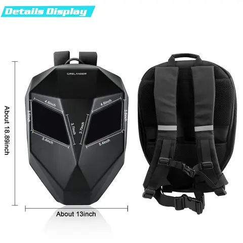 CRELANDER Motorcycle Backpack 3D Waterproof Hard Shell DIY Programmable Laptop Travel Bag LED Backpack