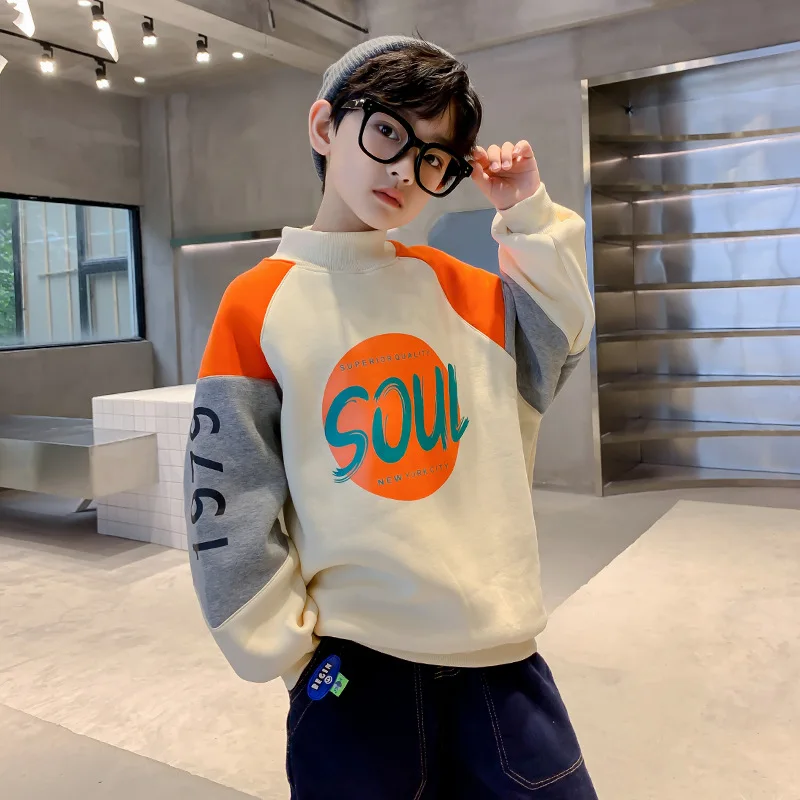 

Детские толстовки с капюшоном, свитшоты, куртка, свободный зимний и осенний Топ, утепленный бархатный пуловер, флисовый рождественский пода...