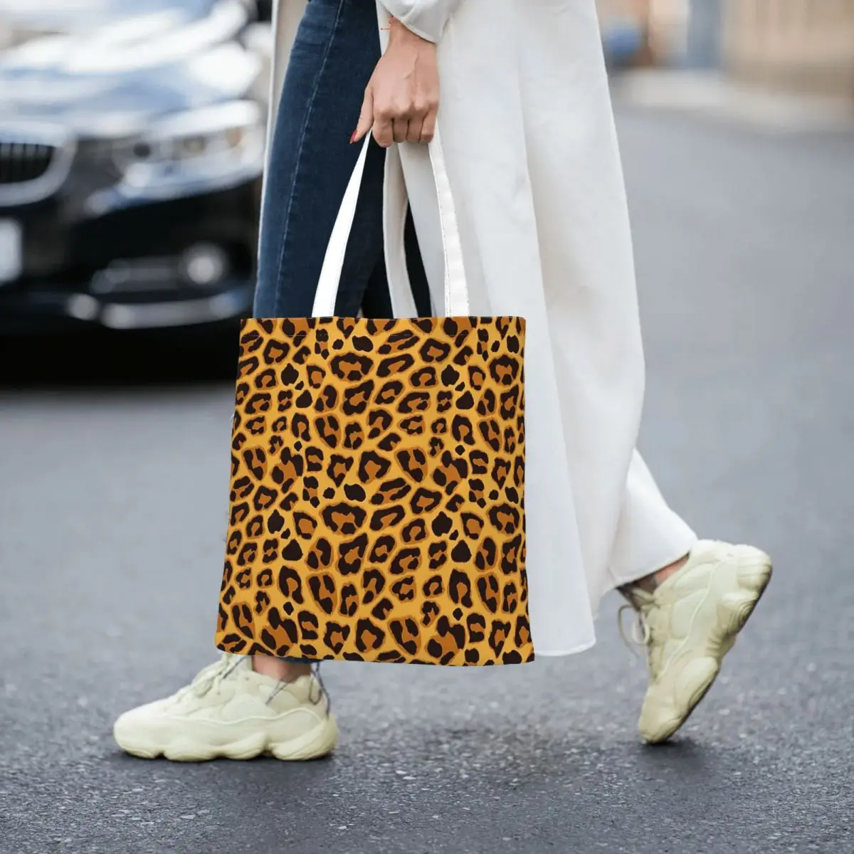 

Cheetah Spot Pattern Women Canvas Handbag Large Capacity Shopper Bag Tote Bag withSmall Shoulder Bag