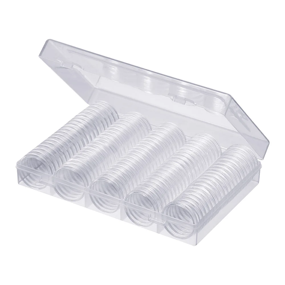 100pcs/Set Diameter 30mmPlastic Clear Capsule Collection 16/20/25/27/30/38/46 Coin Containers Storage New  Box Crafts