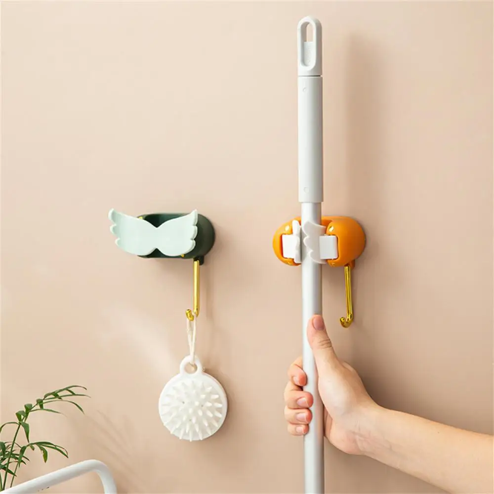 

Saving Space Wall Self-adhesive Hook Mop Organizer Holder Waterproof Drill-free Household Hooks Mop Rack For Bathroom