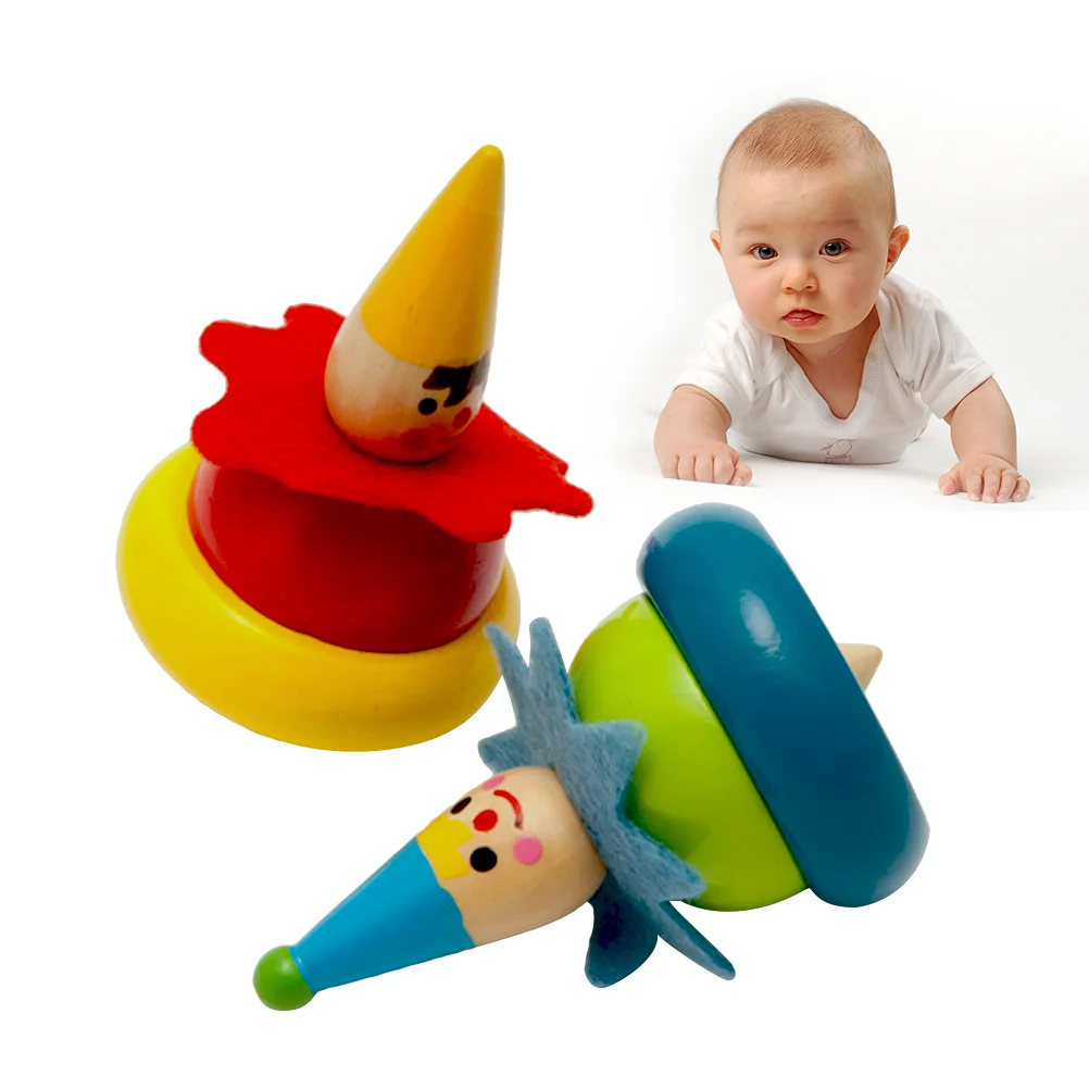 

2pcs Painted Tops Intelligence Clown Crafts Kindergarten for Kids