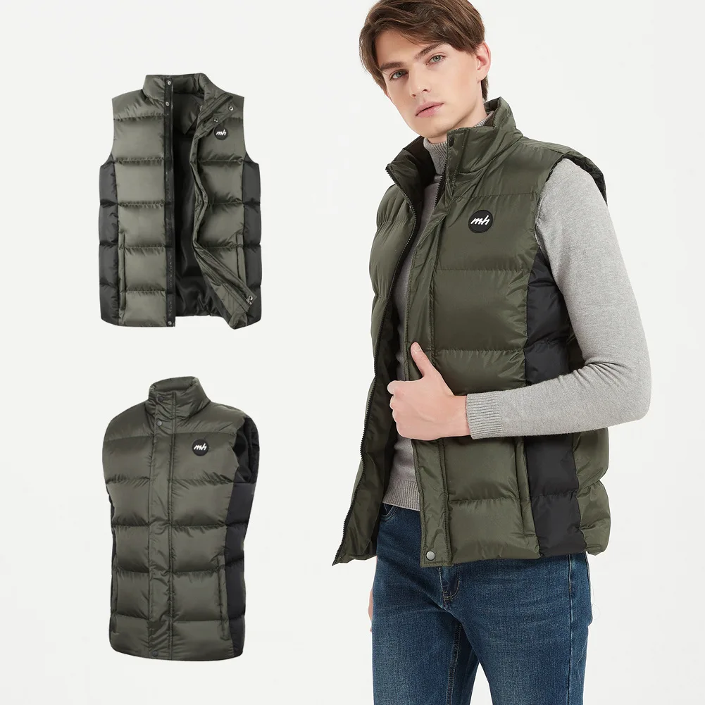 Men's Autumn Winter Warm and Windproof Vest Jacket Fashion Trend Thickened Cotton Padded Warm Winter Coat Vest Parka Jackets