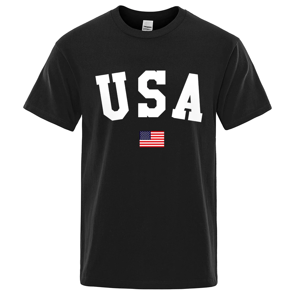 

Usa American Flag Patriotic Print T-Shirts Mens Oversized Loose Tops Creativity Hip Hop Tshirt Fashion 100% Cotton T Shirt Men