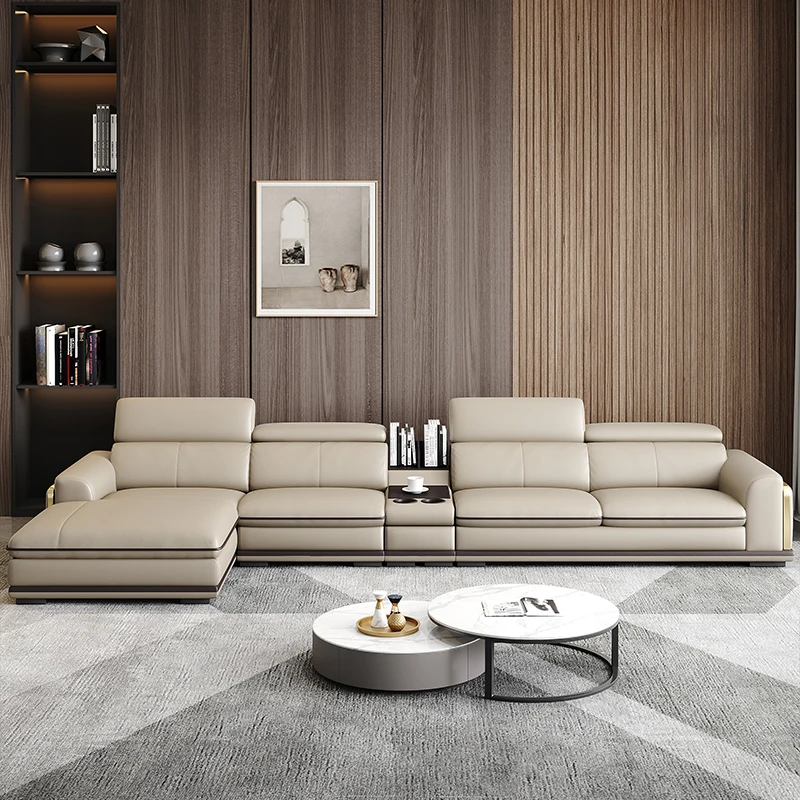 

Nordic leather sofa modern simple size household about imperial concubine solid wood light luxury cowhide sofa combination