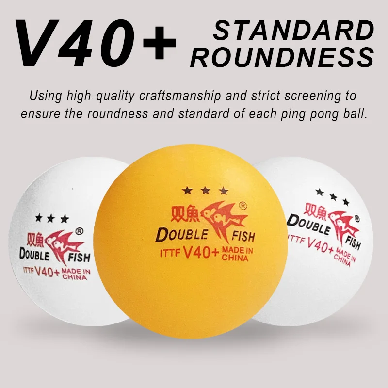 Фото Мячи для настольного тенниса Double Fish V40+ с одобрением ITTF, 3 звезды, премиум-класса, из ABS-пластика с швом, для соревнований, 30/50/100 штук в упаковке №3