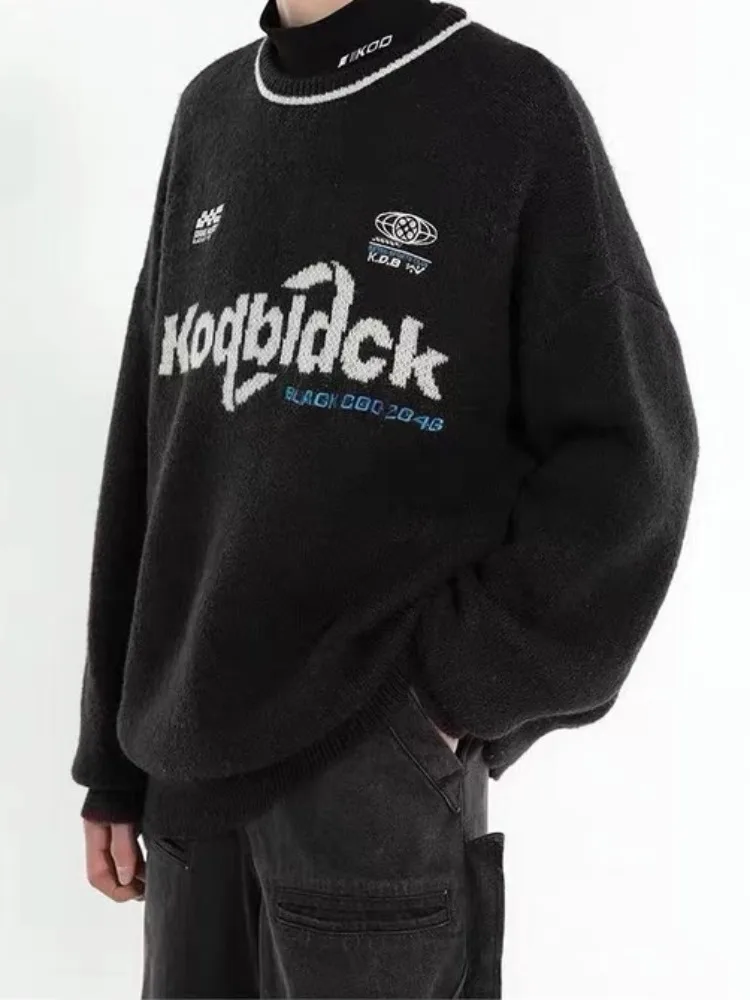 Уличная одежда Deeptown Y2k большой свитер женский американский винтажный пуловер с