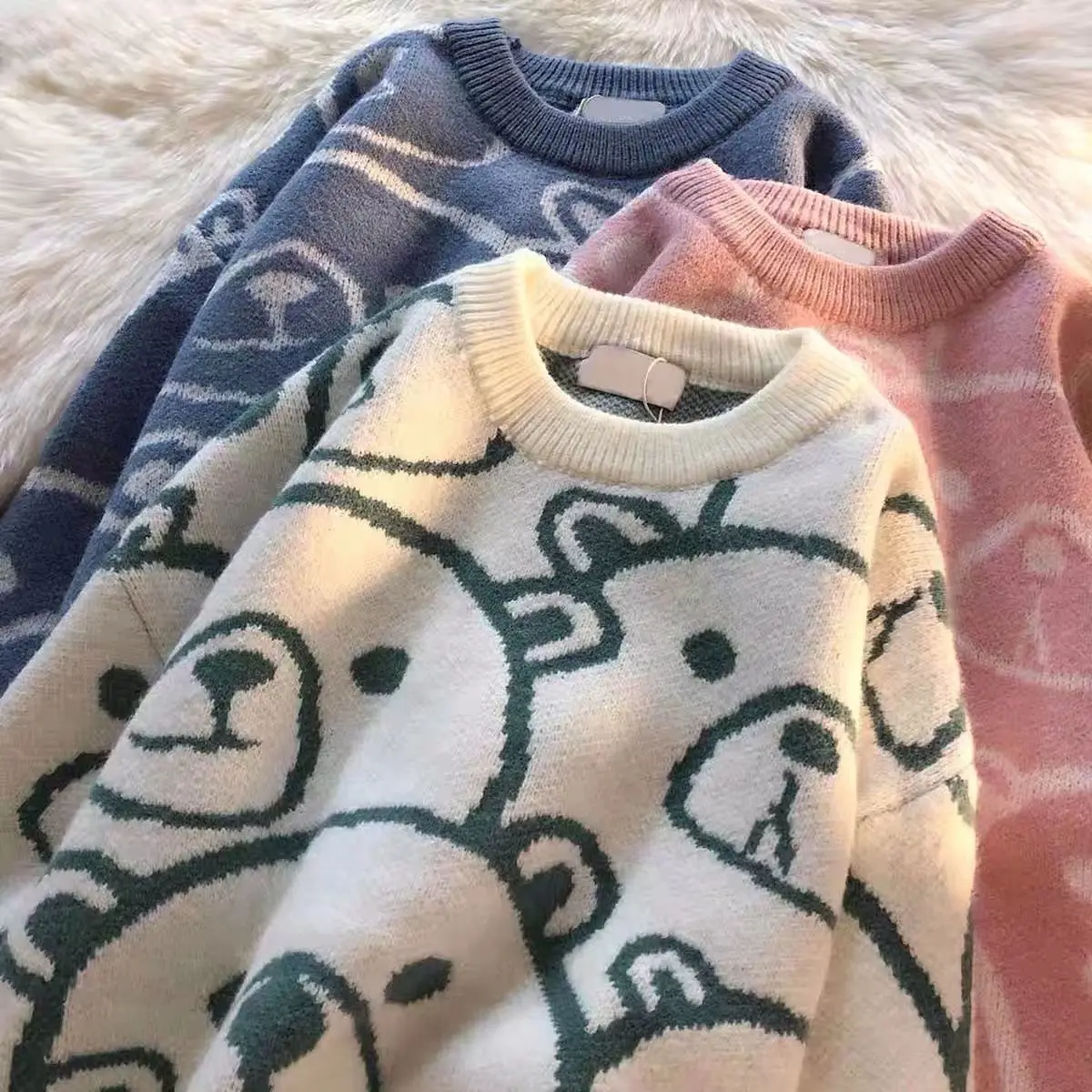 Женский свитер оверсайз аниме Y2k с длинным рукавом Уличная одежда Готическая