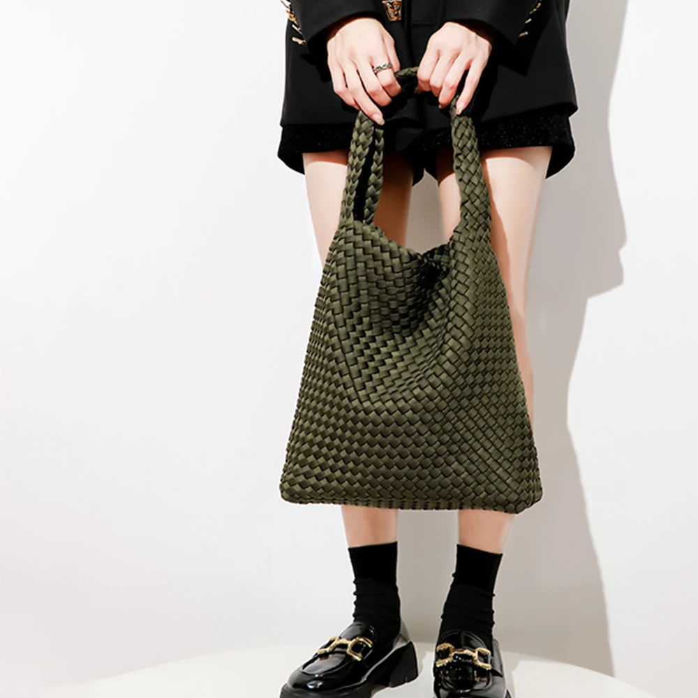 FIWIUU Womens Handbag Composite Bag Bucket Woven Shoulder Bag Waterproof Beach Bag Hobo Tote Bag