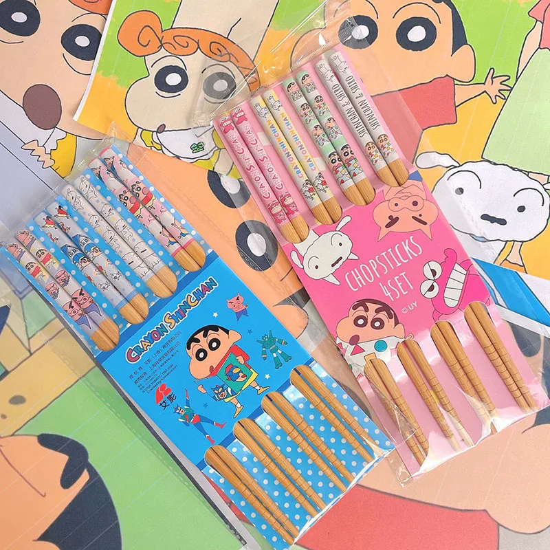 

Kawaii Crayon Shin-chan домашние бамбуковые палочки для еды посуда милая девушка сердце портативные Нескользящие палочки для еды игрушка подарок