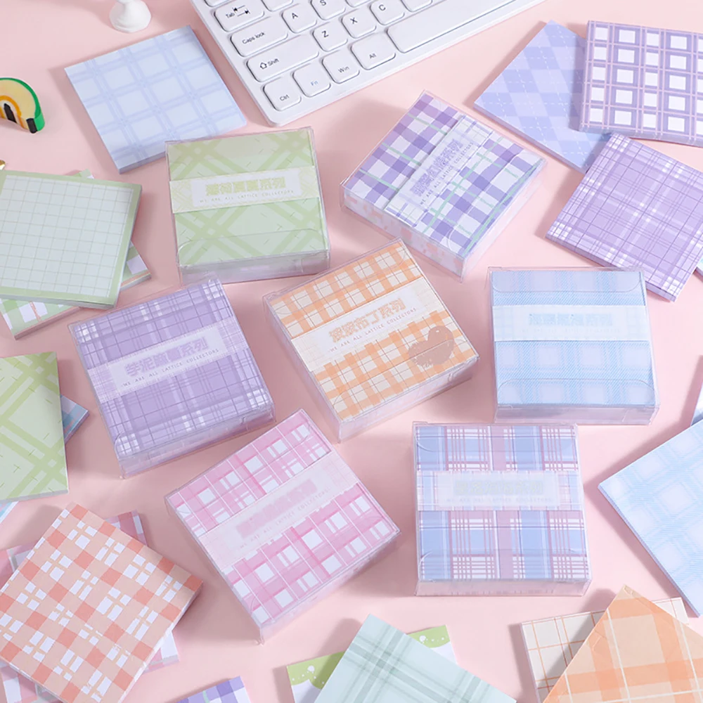 

200Sheets Plaid Memo Pad Note Book Not Sticky Paper Hand Account Notepad Planner Stationery Office Supplies Student Message