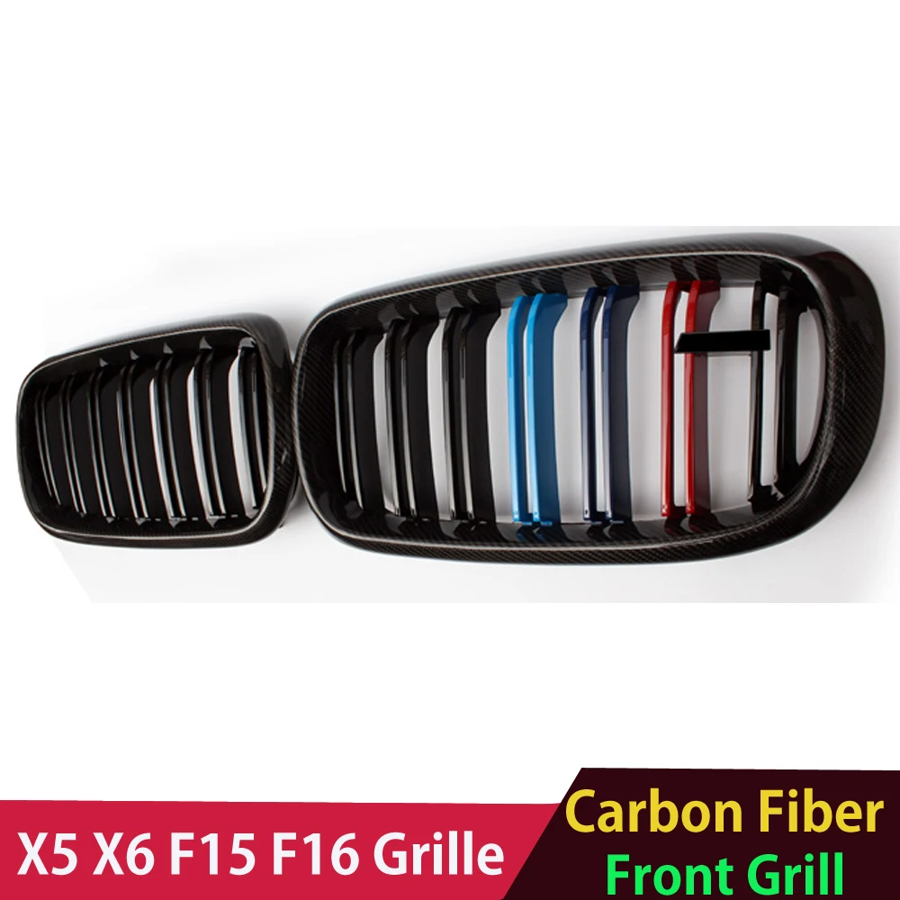 

Carbon Fiber F15 F16 Grille Gloss M color Front Bumper Grill for BMW X5 X6 M50d xDrive40e sDrive35i xDrive50i 2015-2019