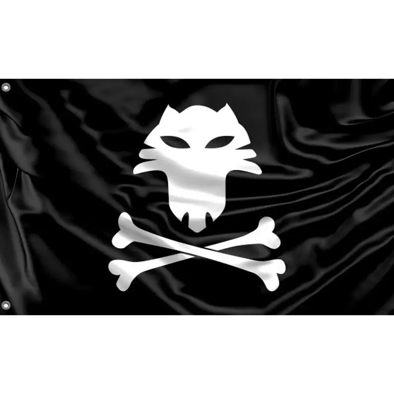 

Cat Pirate Flag | Unique Design Print | High Quality Materials | Size - 3x5 Ft / 90x150 cm