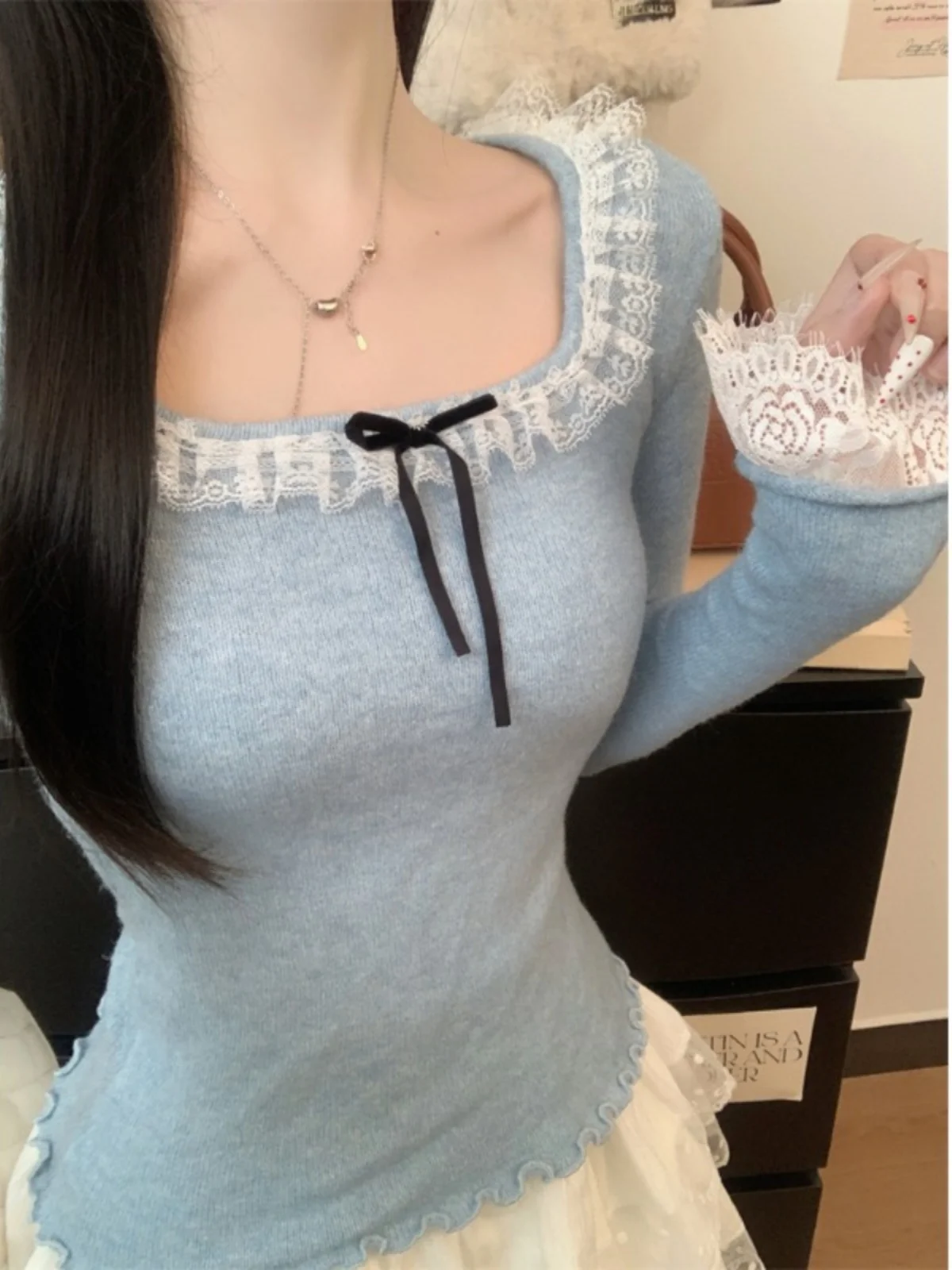 Pure Desire Sle Кружевная строчка с квадратным воротником и длинными рукавами Нижняя