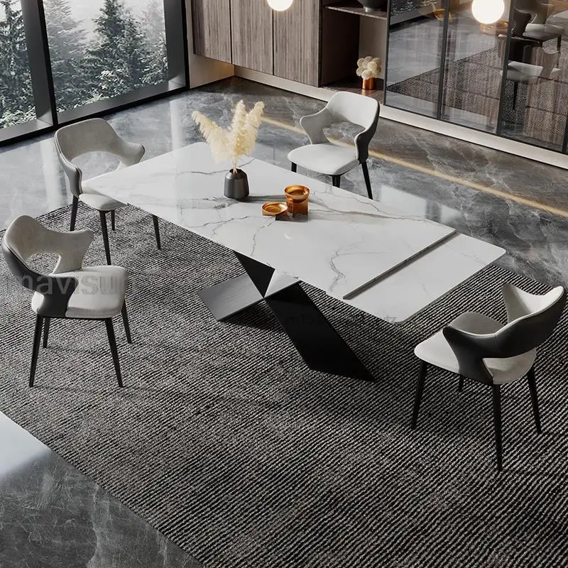 

Прямоугольный выдвижной современный домашний обеденный стол, дизайнерский яркий шиферный стол для ресторана, компактная мебель