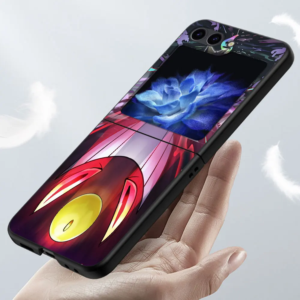 Gengar милый чехол P-ров-e-mon для Samsung Galaxy Z Flip5 Черный Твердый Флип 5 мобильный телефон