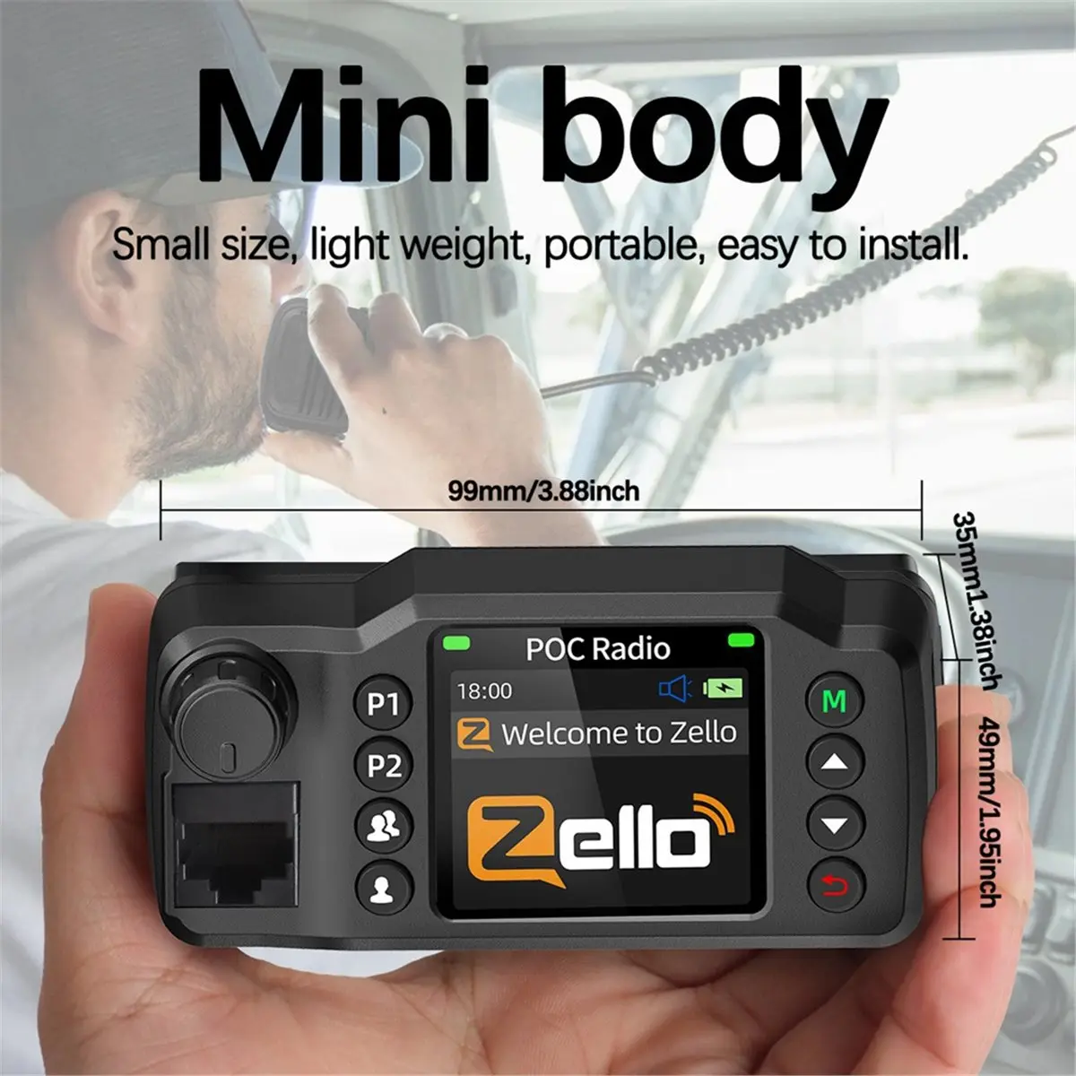 Фото (DT93) Мини 4G глобальная автомобильная рация POC с Wi-Fi и Bluetooth для дальней связи, FM-трансмиттер, автомобильная рация для любительской радиосвязи №2
