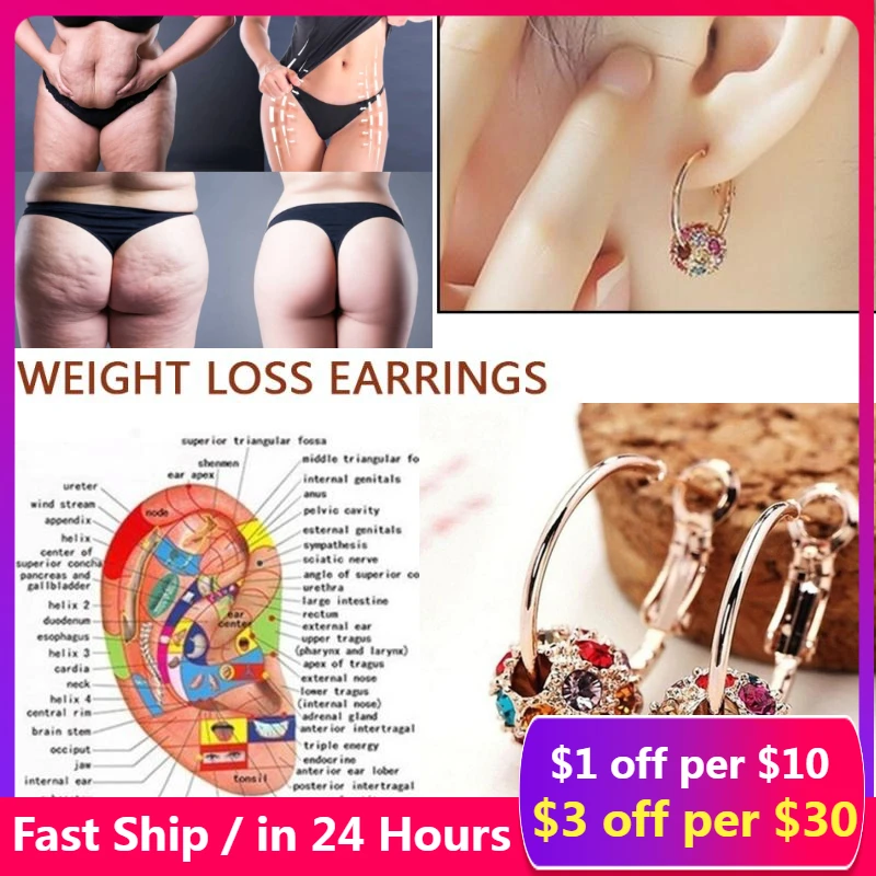 

3 Pairs Magnetic Slimming Earrings Slimming Patch Lose Weight Magnetic Health Jewelry Magnets Of Lazy Paste Slim Patch Detox