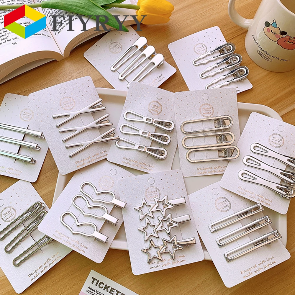 Заколки для волос серебристые Y2K