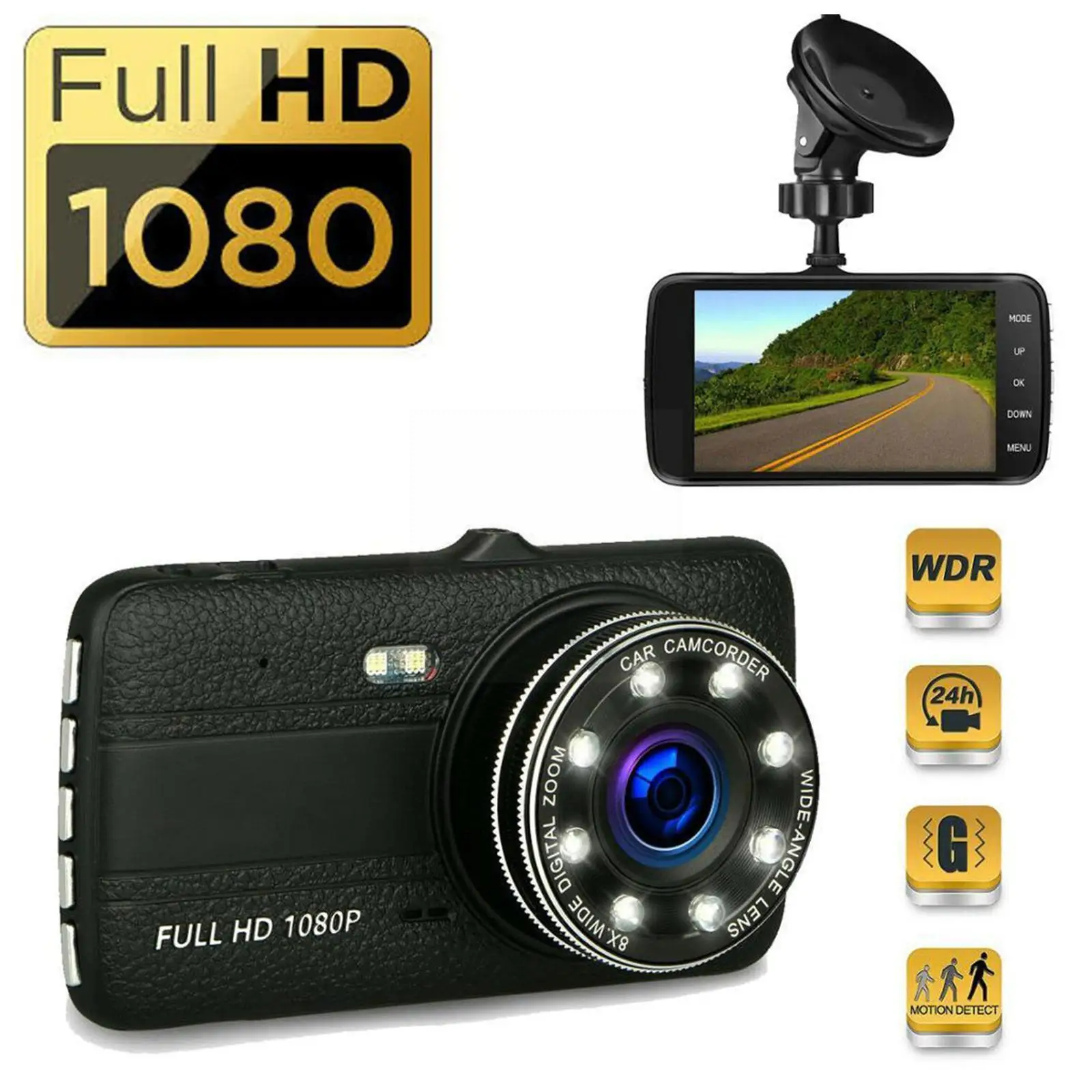 

Видеорегистратор E9O0, автомобильная камера 4 дюйма, Full HD, с камерой