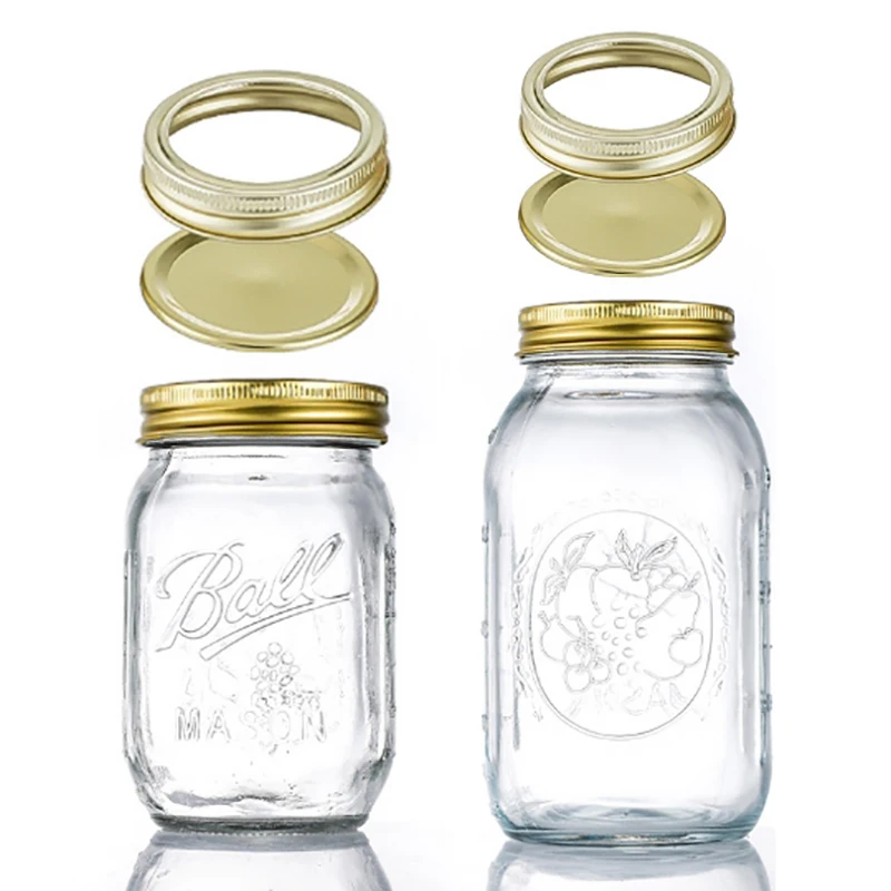 

Mason Jar Lids Canning Mouth Sealing Leak Proof Split-Type Lids Mason Storage Bottle Solid Caps Screw Bands Rings Home Cup Cover