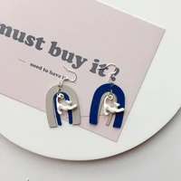 summer cartoon asymmetrical cat fashionable harajuku style sweet girl temperament s925 silver hook earrings for woman gift party