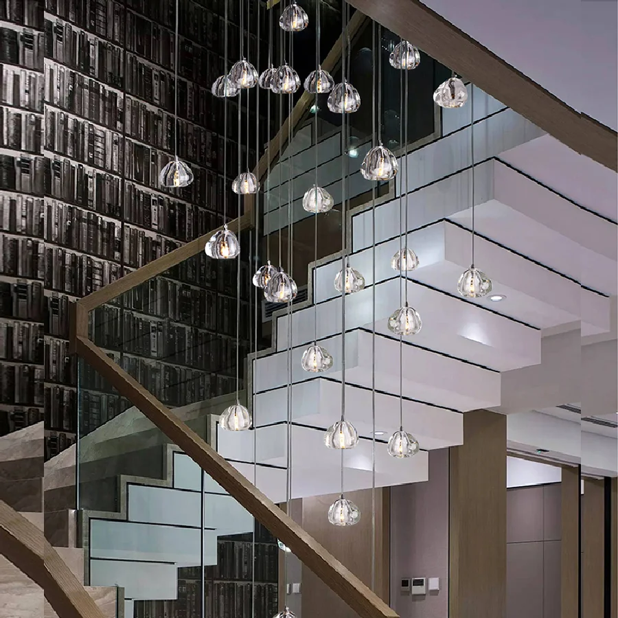 

Chandeliers LED pendant lamp Nordic Modern Hang Villa Rotation Stair Crystal Ball Decoration Designering 2023 new Light