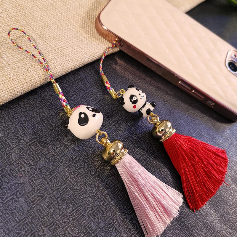 

Retro Tassel Pendant Couple Models Cartoon Cute Panda Antique Pendant Short Pendant Mobile Phone Lanyard Anti-lost Chain Lanyard