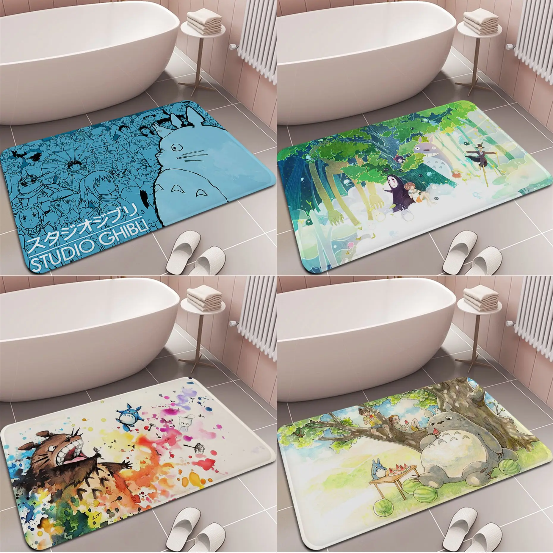 

Totoro Studio Ghibli Floor Mat Bedroom Decor Carpet Fashion Rectangular Mats Entrance Doormats Washable Kitchen Floor Bathroom