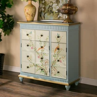 mediterranean living room retro hall cabinet large capacity painted multifunctional shoe cabinet
