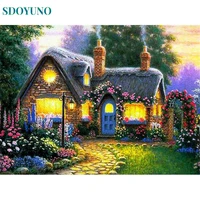 sdoyuno forest villages diy painting by numbers set acrylic paints canvas painting decorative paintings for adults kits