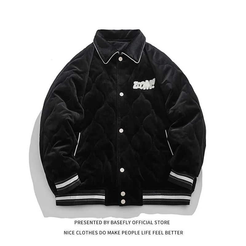 

Thick Baseball Warm Women Coaches Winter Argyle Bomber Jacket Unisex Men High Streetwear Varsity Coat Casual Chic Couple College