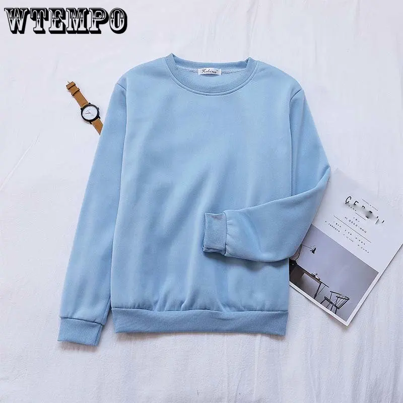 WTEMPO Thickened Sweater Round Neck Solid Loose Women's Casual BasicTop Keep Warm In Autumn and Winter Bottoming T-shirt