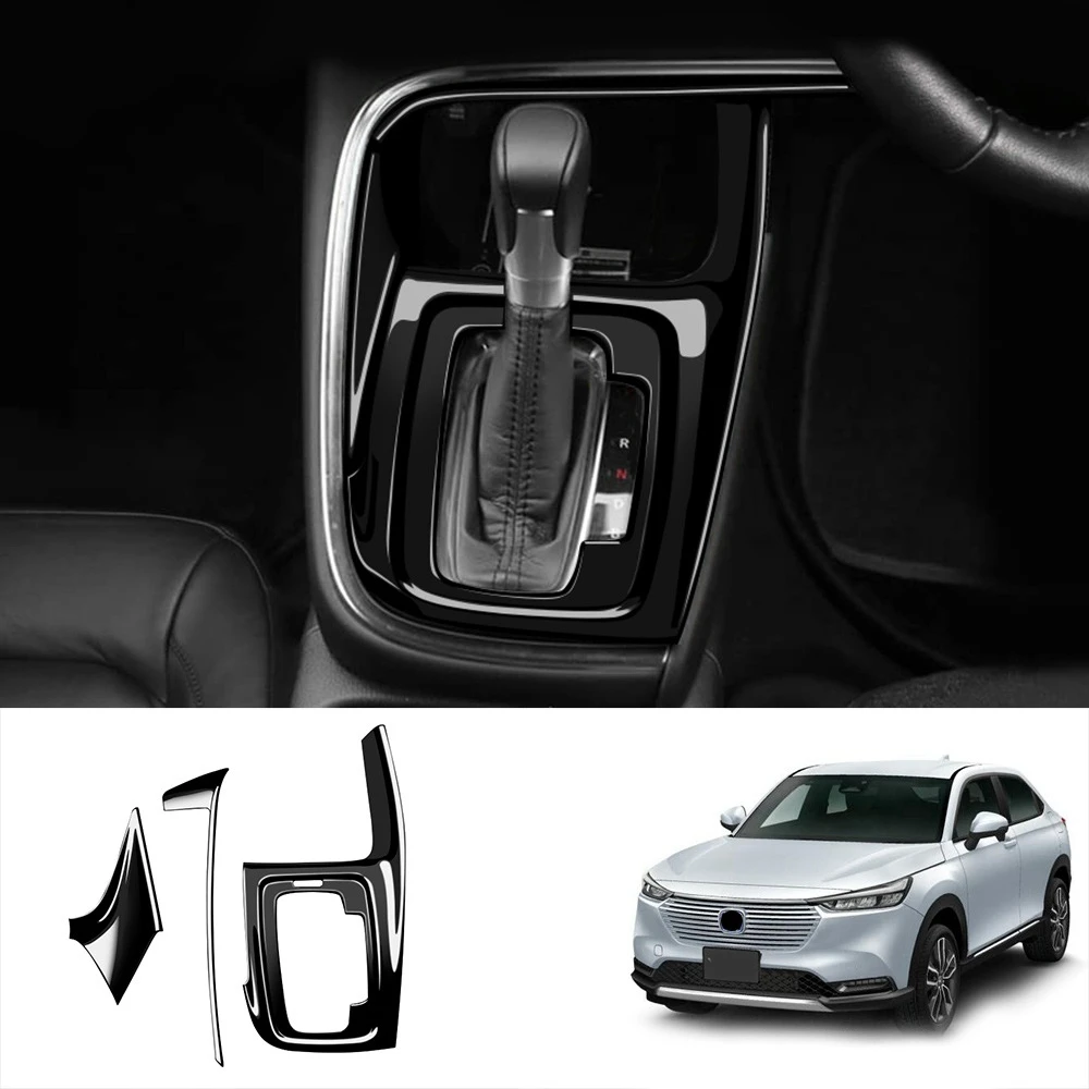 

3Pcs Glossy Black Central Gear Panel Control Panel Decal Interior Modification for Honda HRV HR-V Vezel 2021 2022 RHD