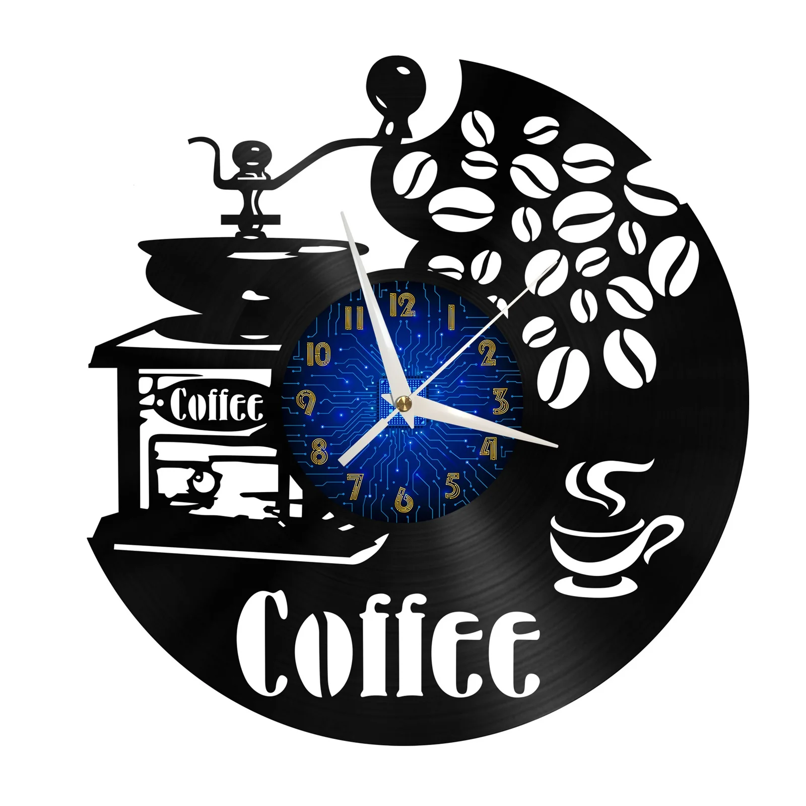 

Coffee grinder Vinyl Record Wall Clock for Kitchen Wall Decor Wall Art